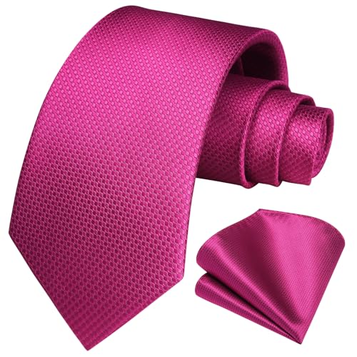 Image of HISDERN Ties for Men Solid Houndstooth Neckties Handkerchief Formal Business Tie & Pocket Square Set Wedding Party