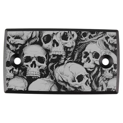 Bremszylinder-Deckel für die Handbremse, passend für Suzuki VS 600/750/800/1400, VL 800/1500, VZ 800 Intruder, LS 650 Savage, VZ 800 Marauder, Volusia, Alu schwarz mit Lasergravur Skull-Party 01