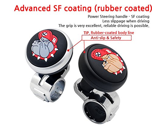 GotoShop Bulldog Logo Car Steering Wheel Power Handle Spinner Suicide Accessory Knob for Car Vehicle Truck (Silver/Gray Logo)