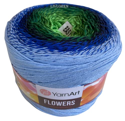 Image of Yarn Art YarnArt Flowers Yarn 55% Cotton 45% Acrylic 250gr 1094yds Multicolor Cotton Yarn Rainbow Crochet Yarn Spring Summer - 1 Fine Sport Skein (306)