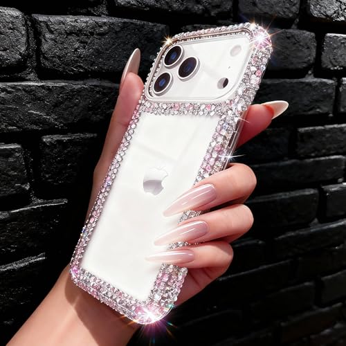 Bonitec Compatible with iPhone 17 Case for Women Girls 3D Glitter Sparkle Bling Case Luxury Shiny Cute Crystal Charms Rhinestone Diamond Bumper Clear Protective Cases Cover Clear by Bonitec - Image 8