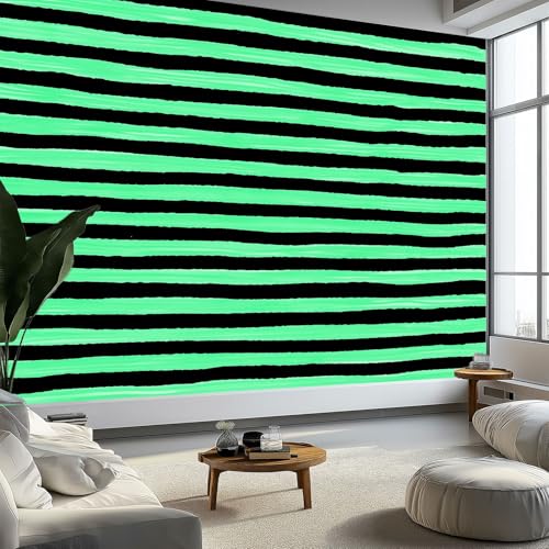 Verde Carta da parati murale, Righe Orizzontali Minimaliste...