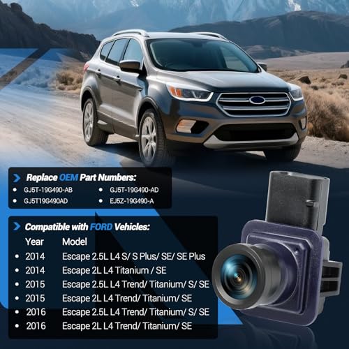 Image of Rear View Backup Camera Compatible with Ford Escape 2014 2015 2016 Parking Assist Camera 170Ultra Wide Angle HD Night Vision Waterproof EJ5Z-19G490-A GJ5T19G490AD