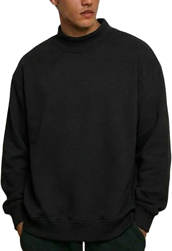 Wyeysyt Mens Mock Neck Sweatshirt Casual Fleece Lined Pullover