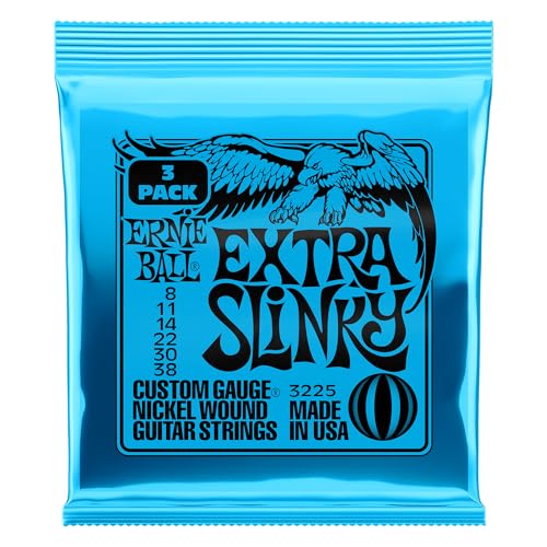 Image of Ernie Ball Extra Slinky Nickel Wound Electric Guitar Strings 3-pack, 8-38 Gauge (P03225)