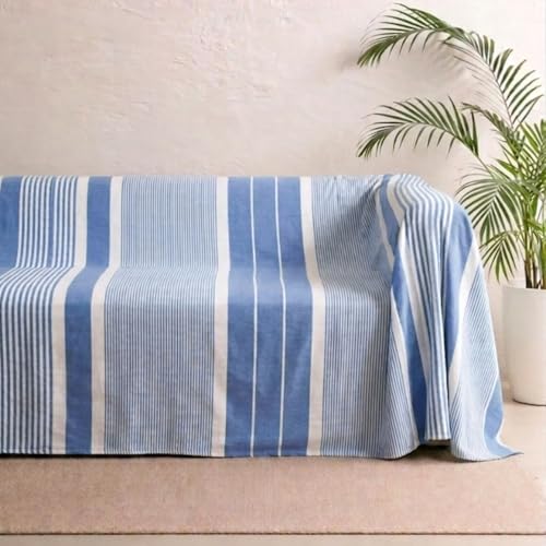 MOMOMUS Couvre Lit d’été ou Dessus de Lit léger – Frais, Doux et Polyvalent - Grand Plaid, Couverture d’été ou Jeté de Canapé Élégant - Bleu,...