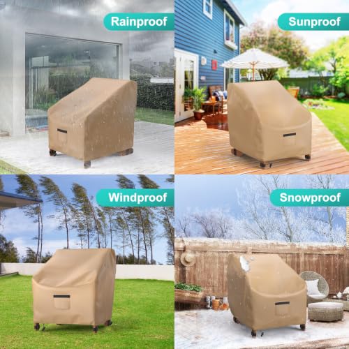 Image of Adirondack Outdoor Chair Covers Waterproof 32 inchWx34 inchDx36 inchH, Brown | 2 Pack Patio Furniture Covers Protect from Rain and UV; Heavy-Duty Oxford Fits Lounge, Deep-Seat & High-Back Chairs on Lawn