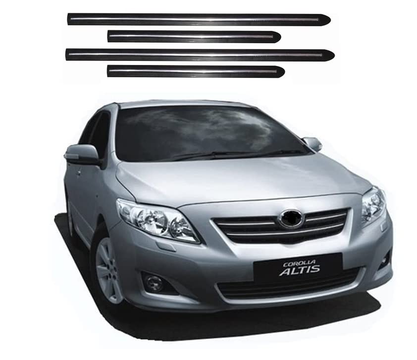 Car Side Beading Black with Single Chrome Line Strip Suitable for Toyota Corolla Altis Type - 2 (2008-2013)-image-25