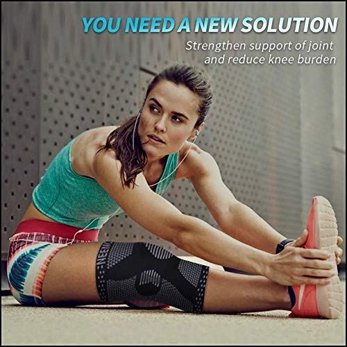 NEENCA Professional Knee Brace,Knee Compression Sleeve Support for Men Women,Medical Grade Knee Protector for Running,Meniscus Tear,Arthritis,Joint Pain Relief (Black, XX-Large) - Thumbnail 3