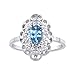 Juego de anillos de topacio azul y diamante de plata de ley Imagen de Juego de anillos de topacio azul y diamante de plata de ley