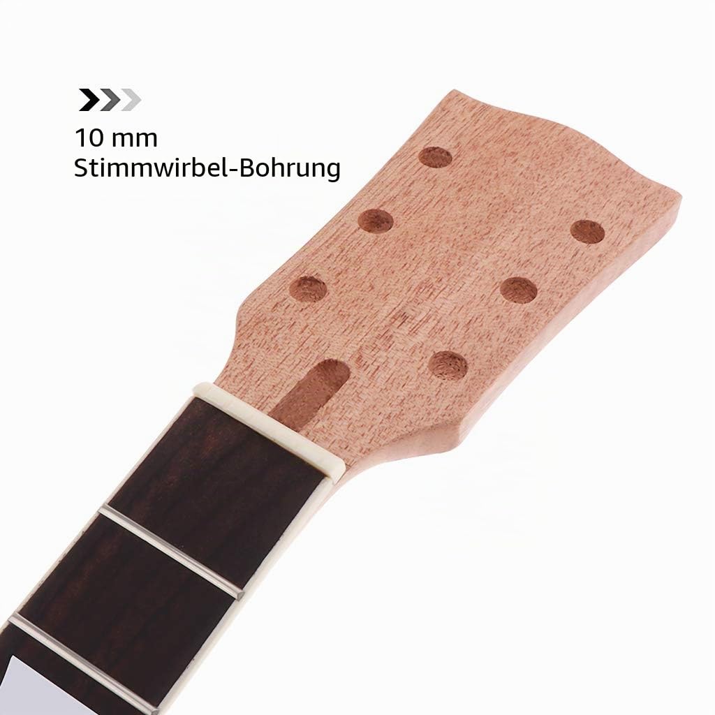 Alnicov E-Gitarrenhals DIY für Gibson LP Gitarren Teile Ersatz 22 Bünde Mahagoni Hals Palisander Griffbrett mit weißen Trapez-Punkten Inlay Natur