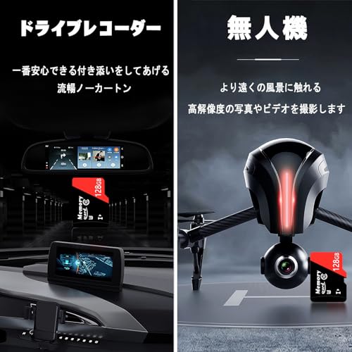 Hcnzdwe 高耐久性メモリカードUHS-I U 1 Class 10ドライブレコーダーテープメモリカード変換アダプタ安全撮像用転倒防止です-D128GB の商品画像 2