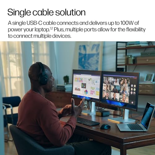 HP USB-C 100W G6 Dock + One Extra USB-C Cable Included, Future-Proof Design with Ambient LED Lighting, On-Screen Notifications, Extra USB-C Ports, HDMI 2.1, 120Hz - image 5