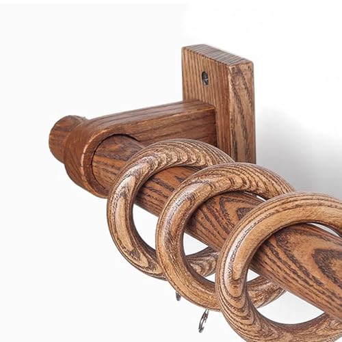 Bastone per tenda in legno color noce, ideale per camera da letto e soggiorno, lunghezza 180 cm, con accessori per tende e staffe