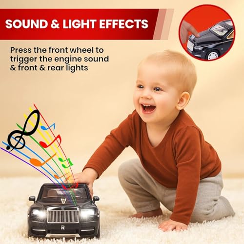 Image of GRAPHENE 1:24 Scale Diecast Pull Back Rolls-Royace Cullinan Miniature SUV Model Car Toy Zinc Alloy Openable Doors Permium Realistic Metal Car Sound Light Toy for Kids 3+ Boy Girl
