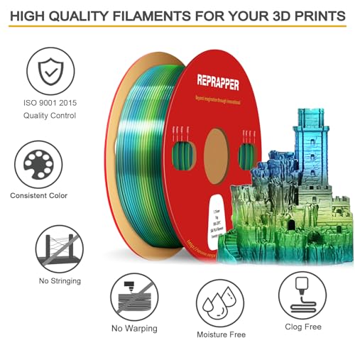 Image of RepRapper Forestry Rainbow PLA Filament, Shiny Multicolor Silk PLA 1.75 mm Filament (+-0.03 mm), Sparkle Fast Change Multi-color1 kg 3D Printer Filament for 3D Printer