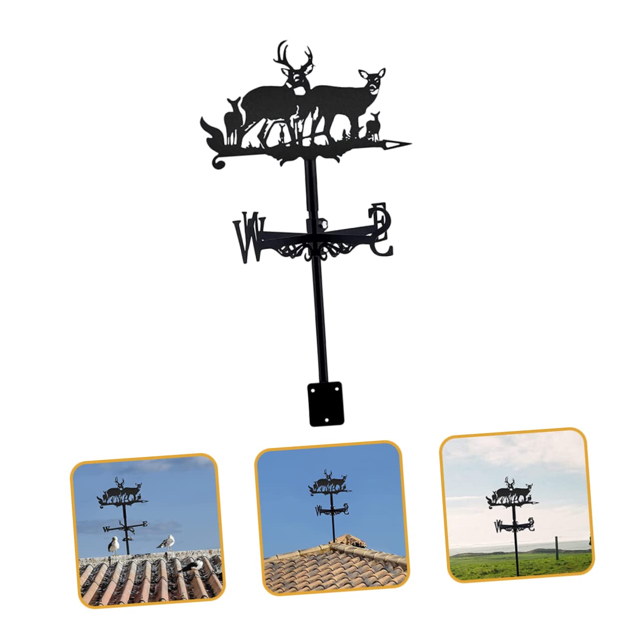 Amosfun Wetterfahne Aus Eisenkunst Mit Bauernhofmotiv Windrichtungsanzeiger Gartenstecker-Dekoration Für Terrasse Rasen