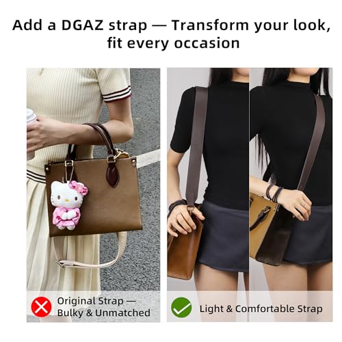 Image of DGAZ Vachetta Leather Crossbody Strap for ONTHEGO bag with Gift Box, Handmade DIY purse strap (1.5 Inch Wide,43.3 Inch Long; Color Blocking (Wide Strap))