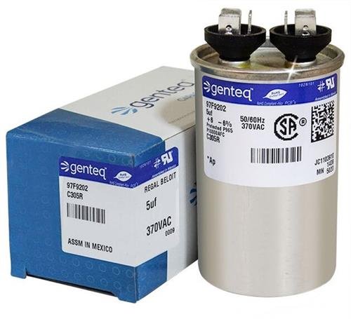 (2-Pack) Round Run Capacitor - 5 uf MFD x 370 VAC Volt C305R / 97F9202