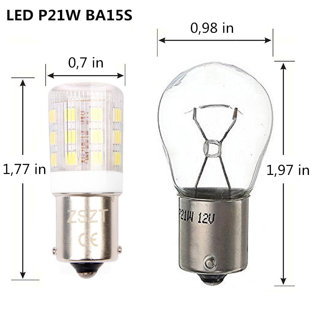 Ampoules LED BA15S 4W Blanc Froid 6000K - Lot De 2, Étanches Pour Voiture, Bateau, Feux De Recul