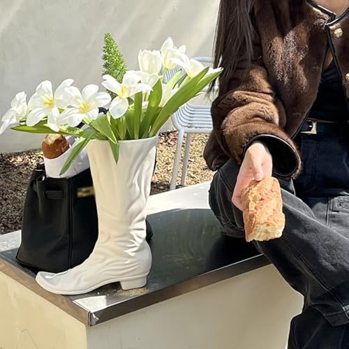Vase botte blanche pour fleurs de table