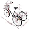 MUCSAH Bike Three Wheel Bike, Adult Tricycle 24 inch Adult Bicycle High Carbon Steel Frame 3 Wheel Bikes with Shoppibasket Three Wheel Cruiser Bike for Seniors Women Men Cycl #3