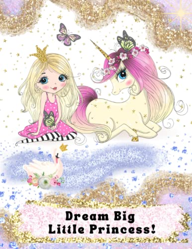 Precious "Dream Big Little Princess!" Pretty Unicorn Sketchbook for Girls, Kids! Professional Design! Fun Bright Glitter, Cute Unicorn Drawing Book, ... Unicorn Bookplate! Premium Cover! image 2