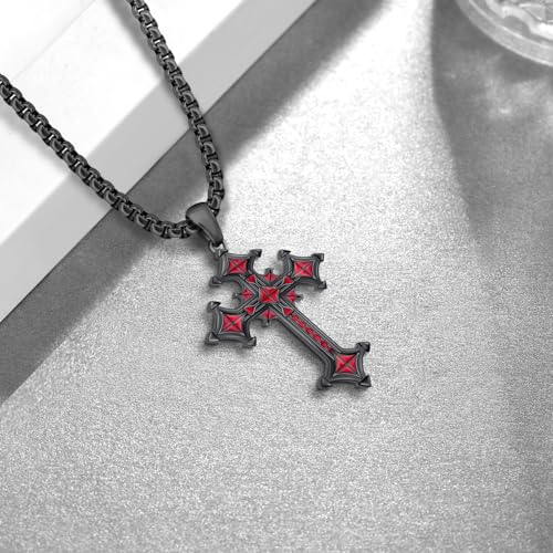 Gothic Cross Necklace S925 Sterling Silver Goth Necklace Black Cross Necklace Gothic Jewelry Gifts for Men Women3