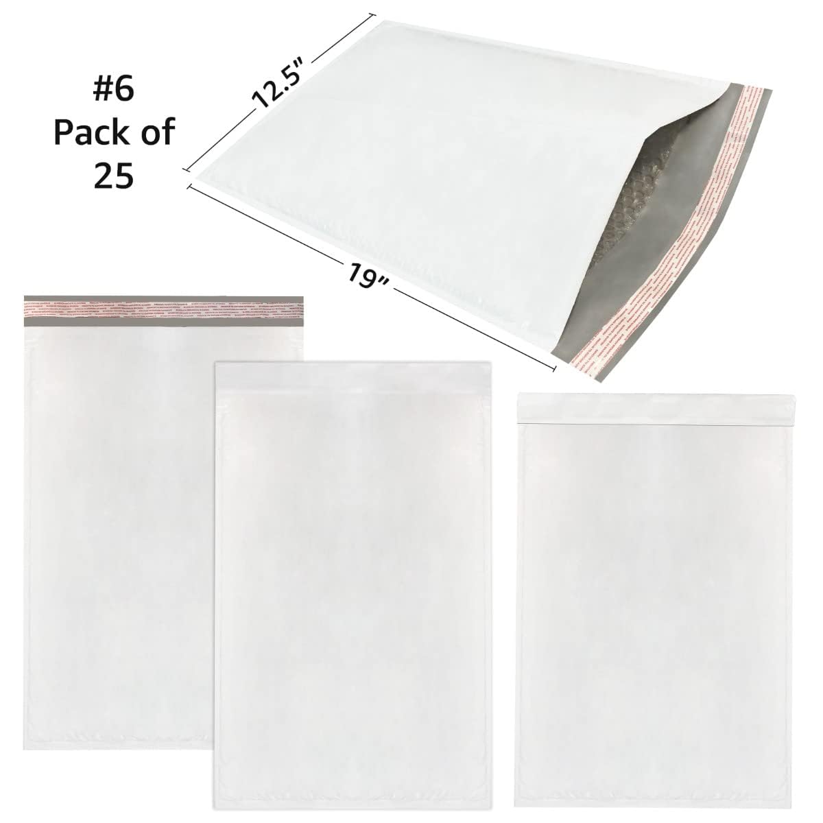 25 Poly Bubble Mailer Bags 31,8 x 48,3 cm – # 6 sacchetti buste bianche con chiusura adesiva