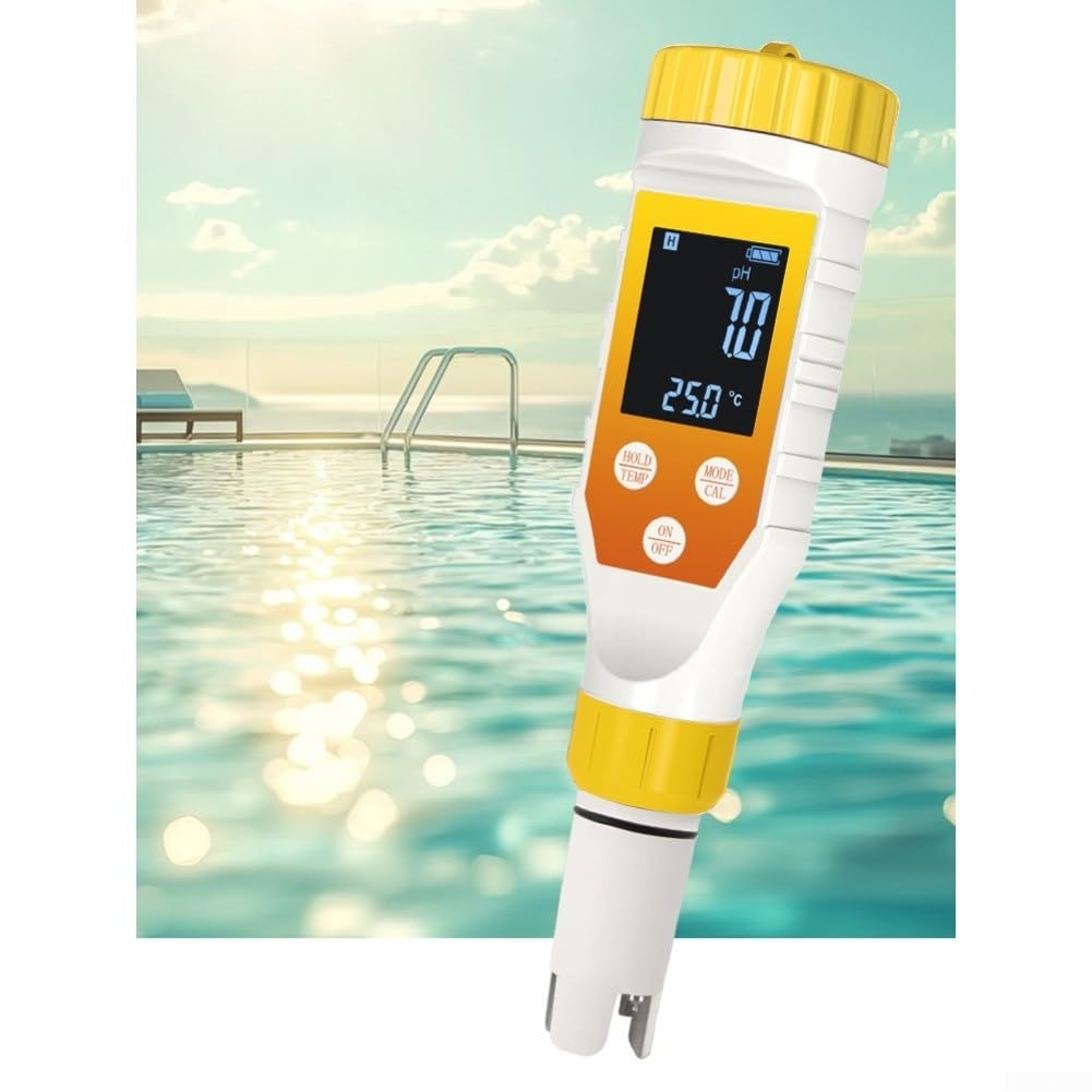 Medidor digital de pH ORP 7 en 1 con retroiluminación para análisis de temperatura de salinidad H2