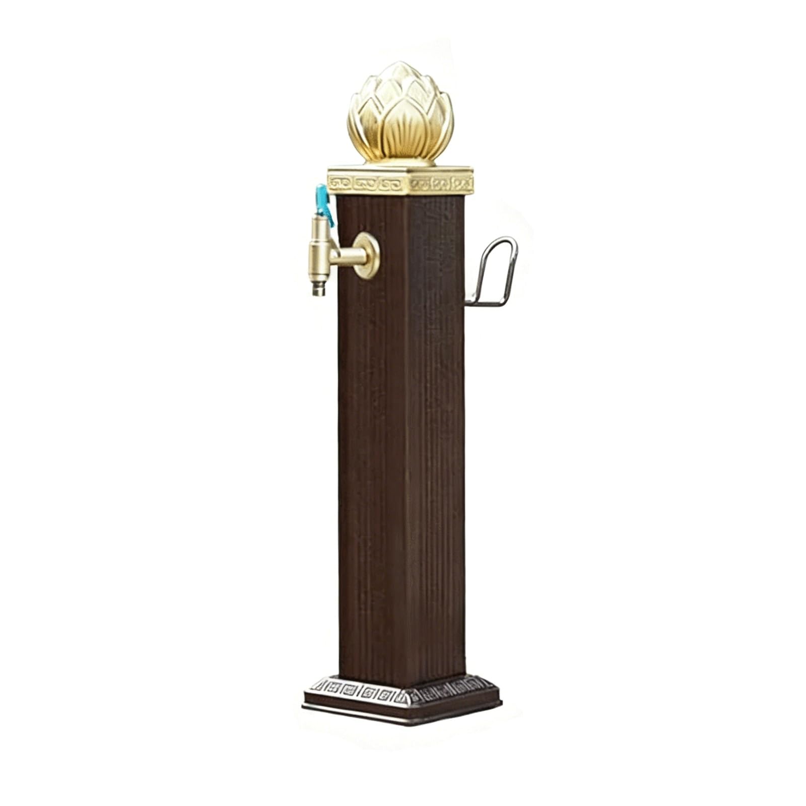 Antifreeze Garden Water Column Freestanding Outdoor Water Tap with Lotus Finial & Hose Holder,Water Hydrant Vintage Water Fountain Stand(74x17x17cm)