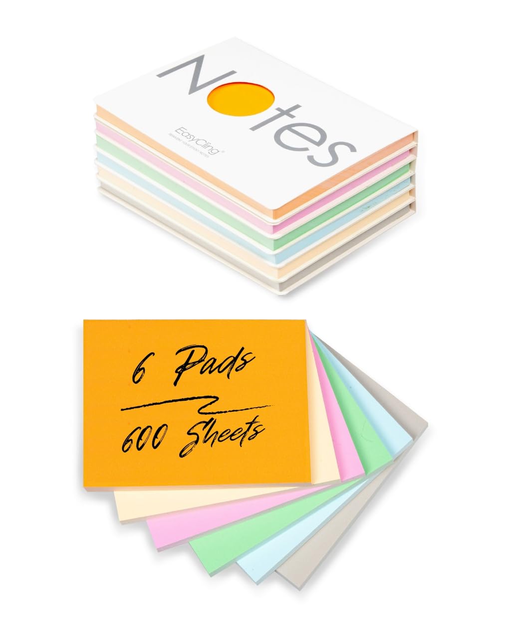 Electrostatic Self-Adhesive Sticky Notes, 600 Sheets, Static Sticky Notes, for All Surfaces, Movable and Sliding on Any Surface, 10 x 7.5 cm
