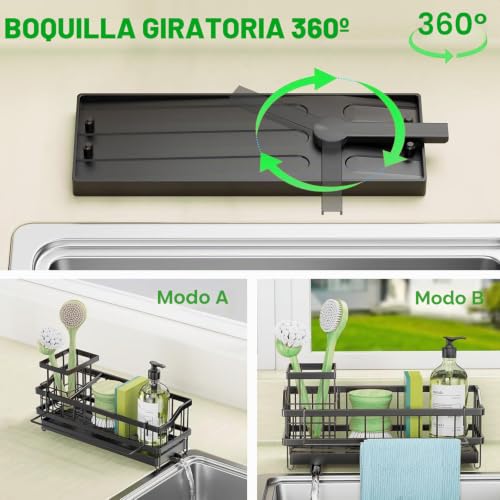 Miniatura 3 de Jyfkinn Organizador De Fregadero Para La Cocina, Soporte Para Esponja Escurridor Estropajos Fregadero Con Bandeja De Drenaje Autodrenante Soporte Estropajo Fregadero De Cocina