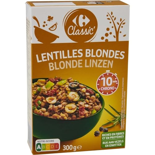 Lentilles blondes naturelles Carrefour Classic pour cuisiner sain en 10 min