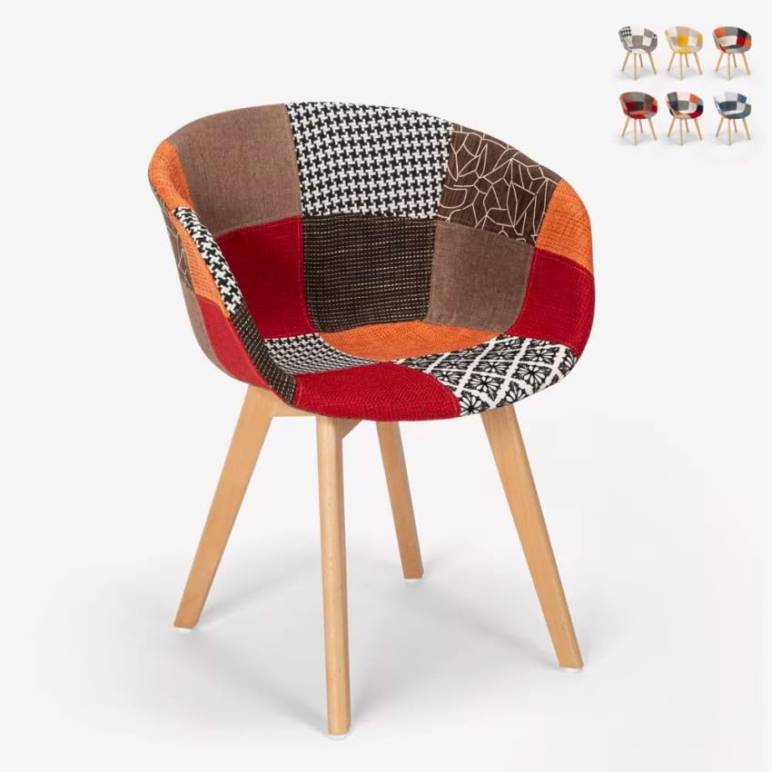 Produce Shop Silla de Bar y Cocina Patchwork en Madera y Tela Pigeon - Patchwork 4