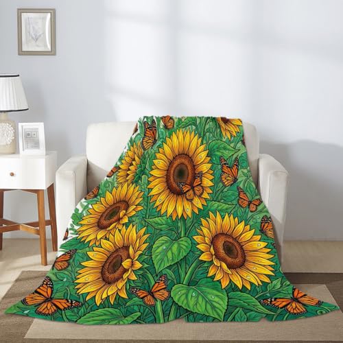 Couverture de printemps jaune drap de lit doux motif papillon - 7