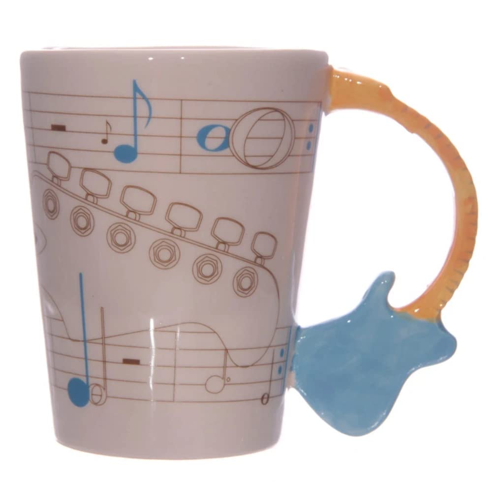 Puckator Gitarren-Henkel-Tasse Aus Dolomit-Keramik – 400 Ml, Thematischer Griff, Verspielt & Sicher