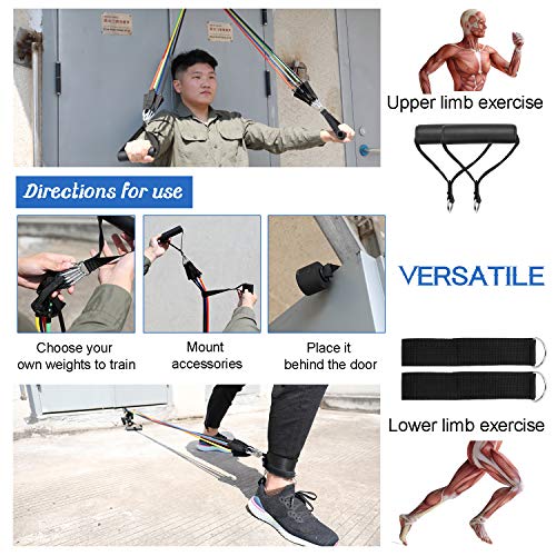 Extrator de fitness, Andoer 11 unidades/conjunto Fitness Puller Cinto multifuncional de força muscul