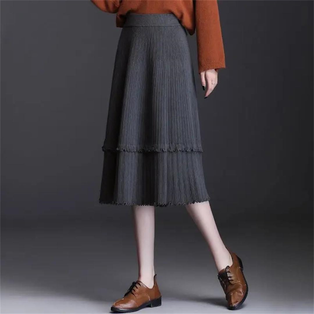 Gonna classica elastica da donna a vita alta a vita alta tinta unita invernale tinta unita