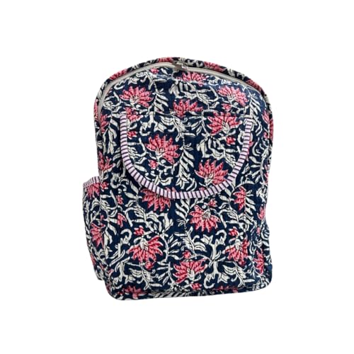 Hand block printed | Cotton Quilted Backpack | Floral Print | Mini backpack | iPad bag | travel | Indian boho backpack | School,Daily uses or perfect for Gift.