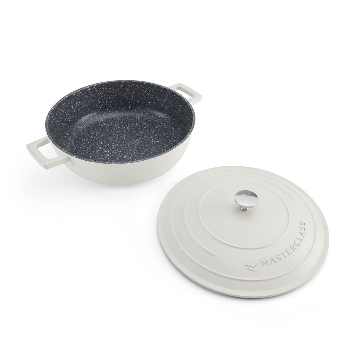 MasterClass Flache Auflaufform mit Deckel, Herd-zu-Ofen-zu-Tisch-Auflaufform, ultraleicht, optimale Wärmeleitung, 4L, cremefarben, Creme