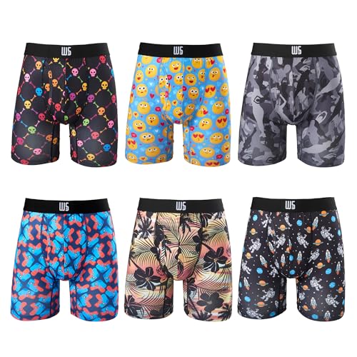 Warriors & Scholars Mens Ball Pouch Underwear, Chafe Safe Boxer Briefs, 6PK