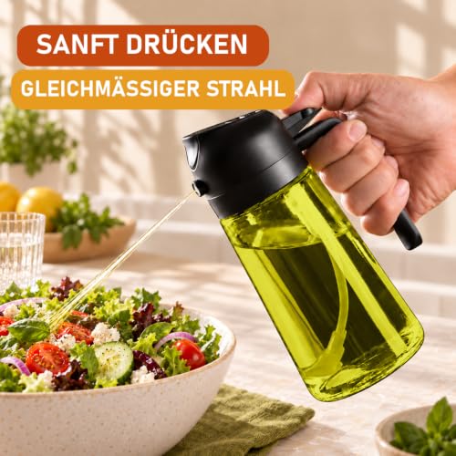 CXINYI 470ml Öl Sprühflasche, 2-in-1 Ölsprüher mit Silikonmatte Schwarz – Ansicht 6
