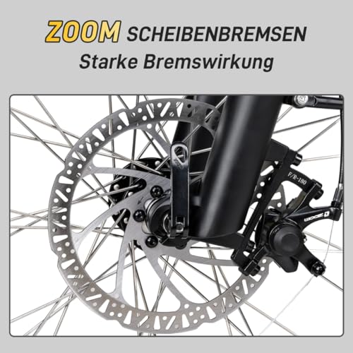 SAXXX E Bike Tiefeinsteiger 27.5 Zoll mit 36V 13Ah Akku, Elektro Fahrrad Erwachsene mit Scheibenbremse, 7 Gang Kettenschaltung Pedelec mit Federgabel, Gepäckträger für Damen/Frauen Herren/Männer – Bild 6