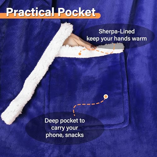 Image of Catalonia Sherpa Wearable Blanket with Sleeves and Pocket for Adults