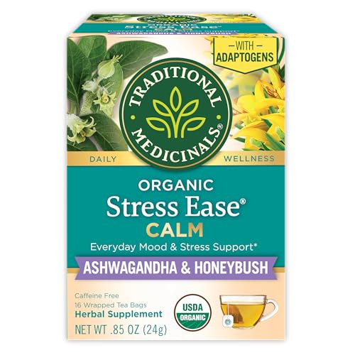 Traditional Medicinals Stress Ease Calm Tea, Ashwagandha, 16 Bags