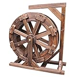 Wooden Water Wheel Fountain for Garden Patio Pond Pool, Vintage Outdoor Indoor Balcony Ornamental Wa