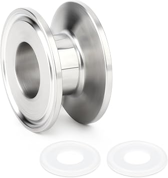 TAISHER 1PCS 304 Stainless Steel 1.5" Tri Clamp 50.5MM Ferrule Flange Sanitary Spool Tube Seamless Round Tubing with 2PCS Washers 1" Length/25MM