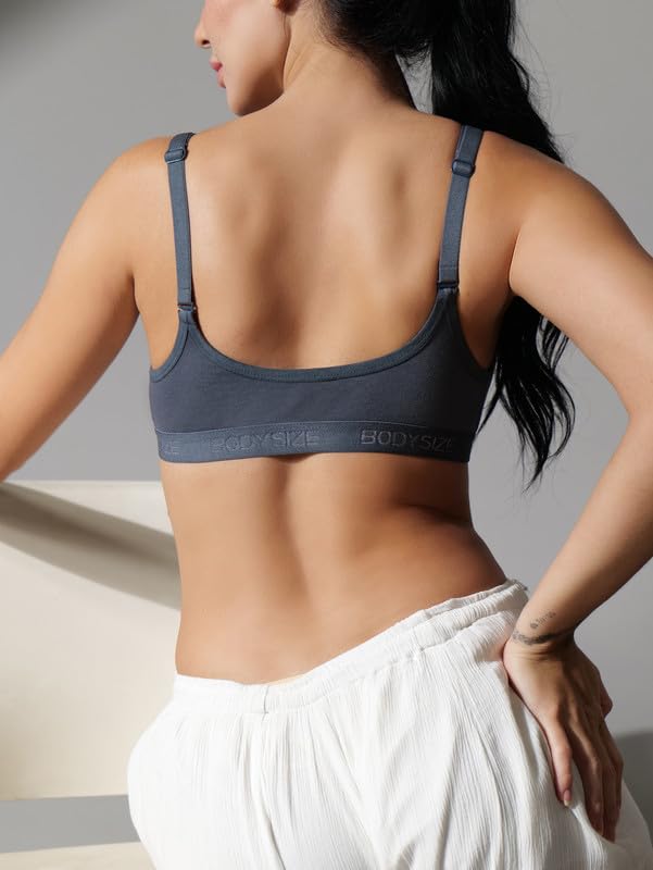 Image of BODYSIZE Cotton Front Open Bra for Women Daily Use | Non-Padded, Non-Wired | Sweat Absorbent Seamless Bra | Full Coverage Regular Wear | Twin Hook Adjuster (Cup Size: B)