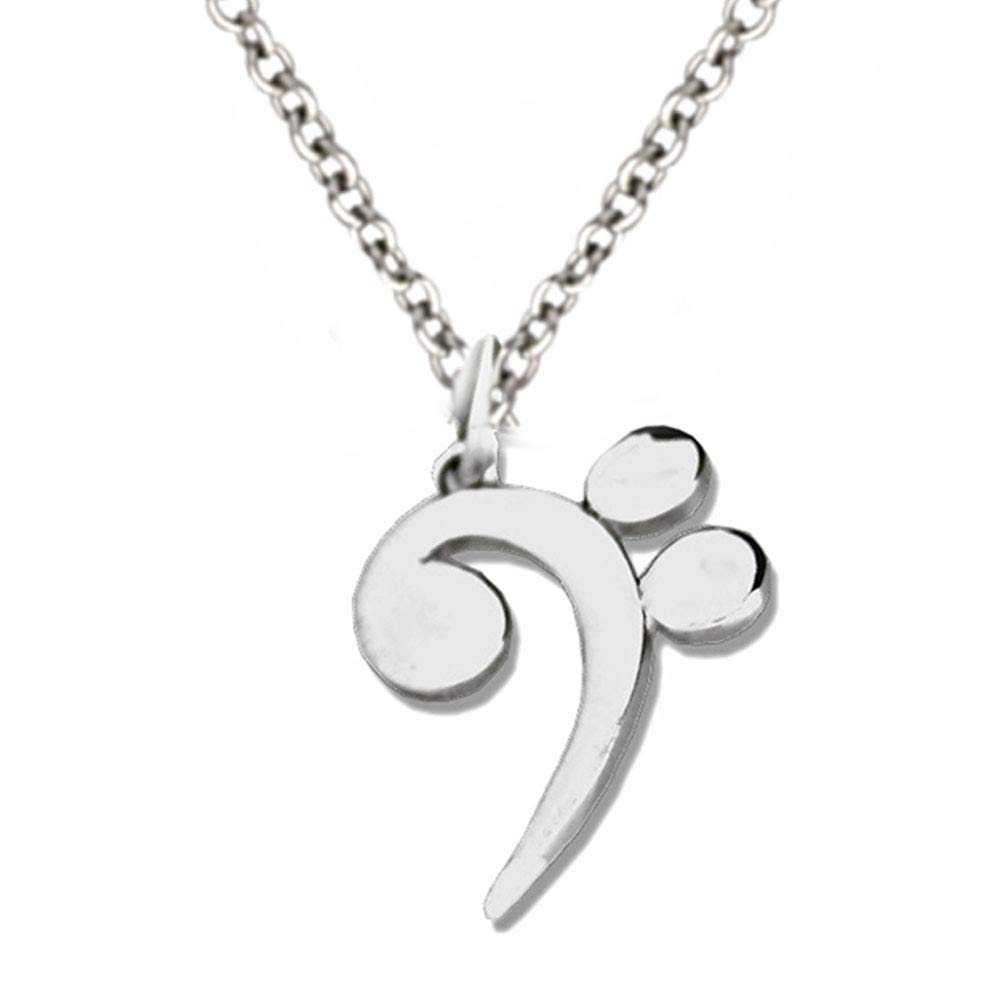 Flores Collana con ciondolo chiave di basso in argento massiccio 925/1000.